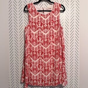 Everly Red and White Sleeveless Dress